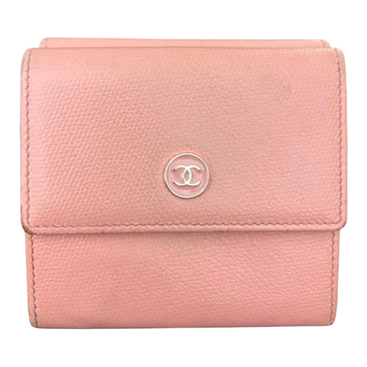 Chanel CC Logo Pink Sevruga Bifold Wallet