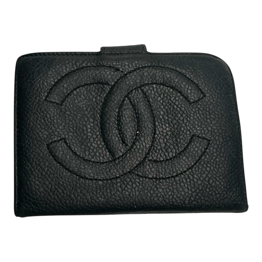 Chanel Vintage Compact Wallet in Black Caviar