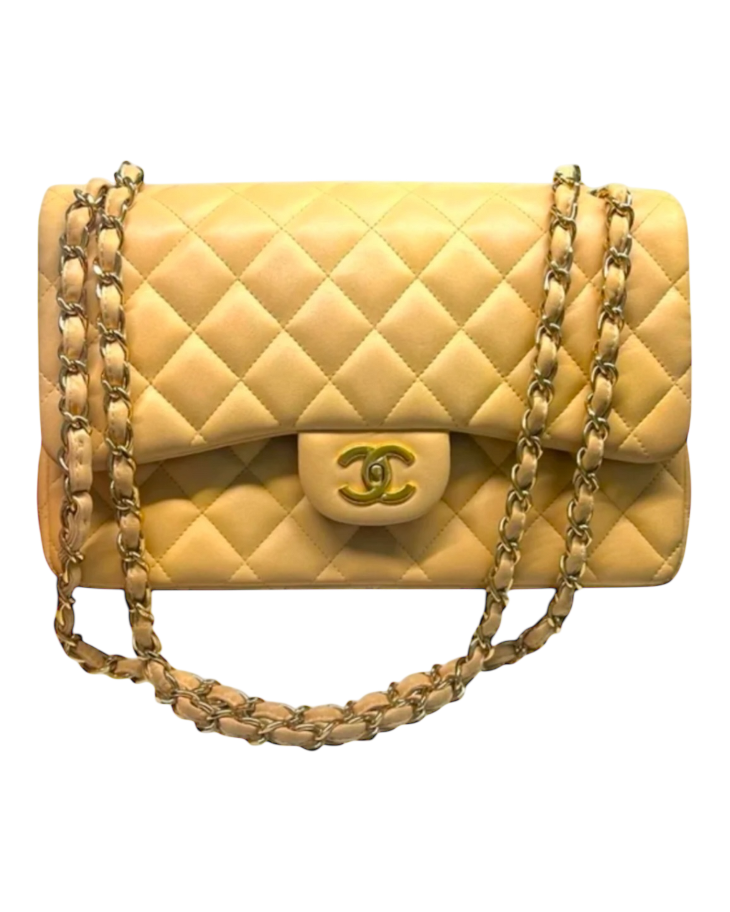 CHANEL Classic Jumbo Double Flap Bag. Beige w/Gold Hardware.