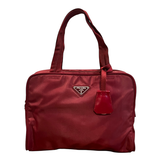 Prada Women's Top Handle Tessuto Nylon Small Bag Red