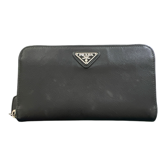 Prada Saffiano Leather Zippy Wallet Black