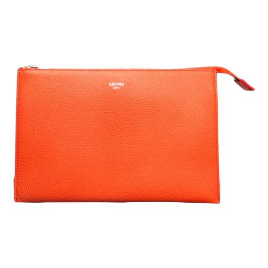 CÉLINE Leather 3-Fold Orange Pouch/Clutch/Wallet