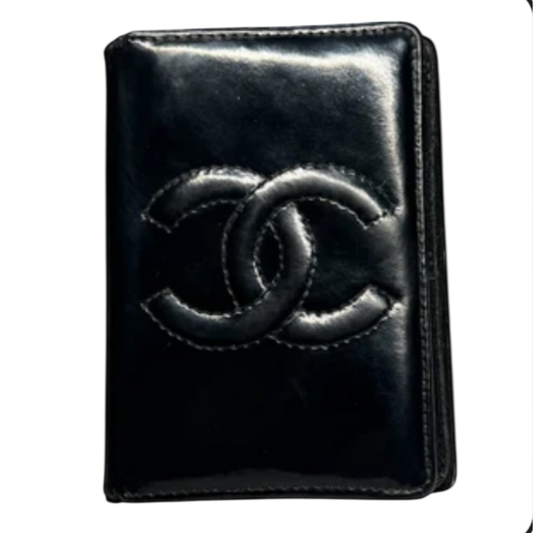 Chanel Vintage Black Patent Leather Card Case