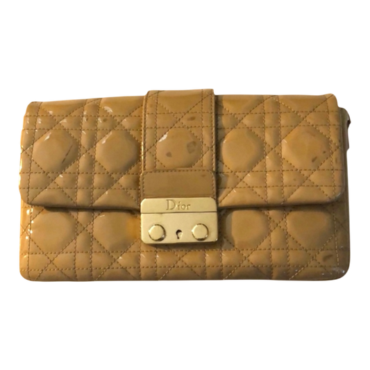 Christian Dior Lock Bag Beige Patent Leather
