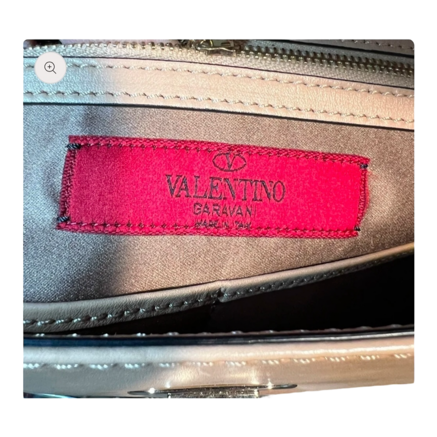 Valentino Beige Leather Rockstud Top Handle Bag