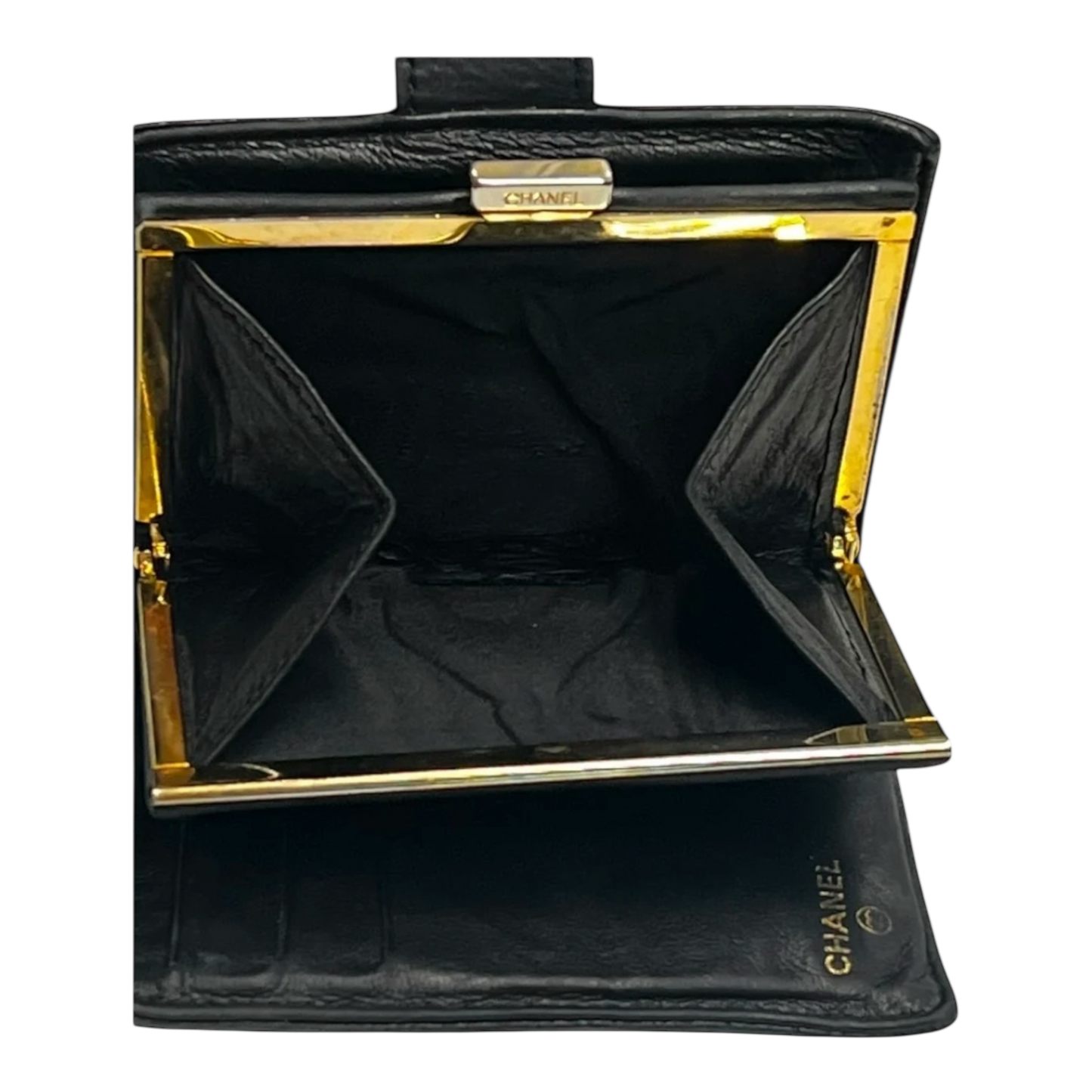 Chanel Vintage Compact Wallet in Black Caviar