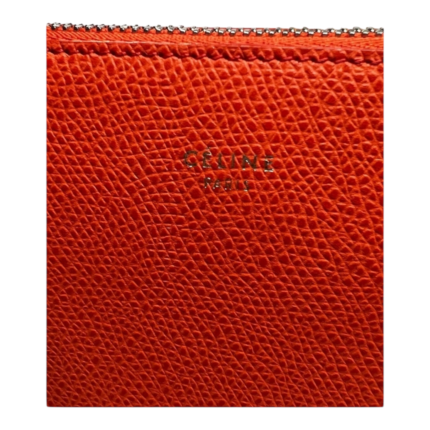CÉLINE Leather 3-Fold Orange Pouch/Clutch/Wallet