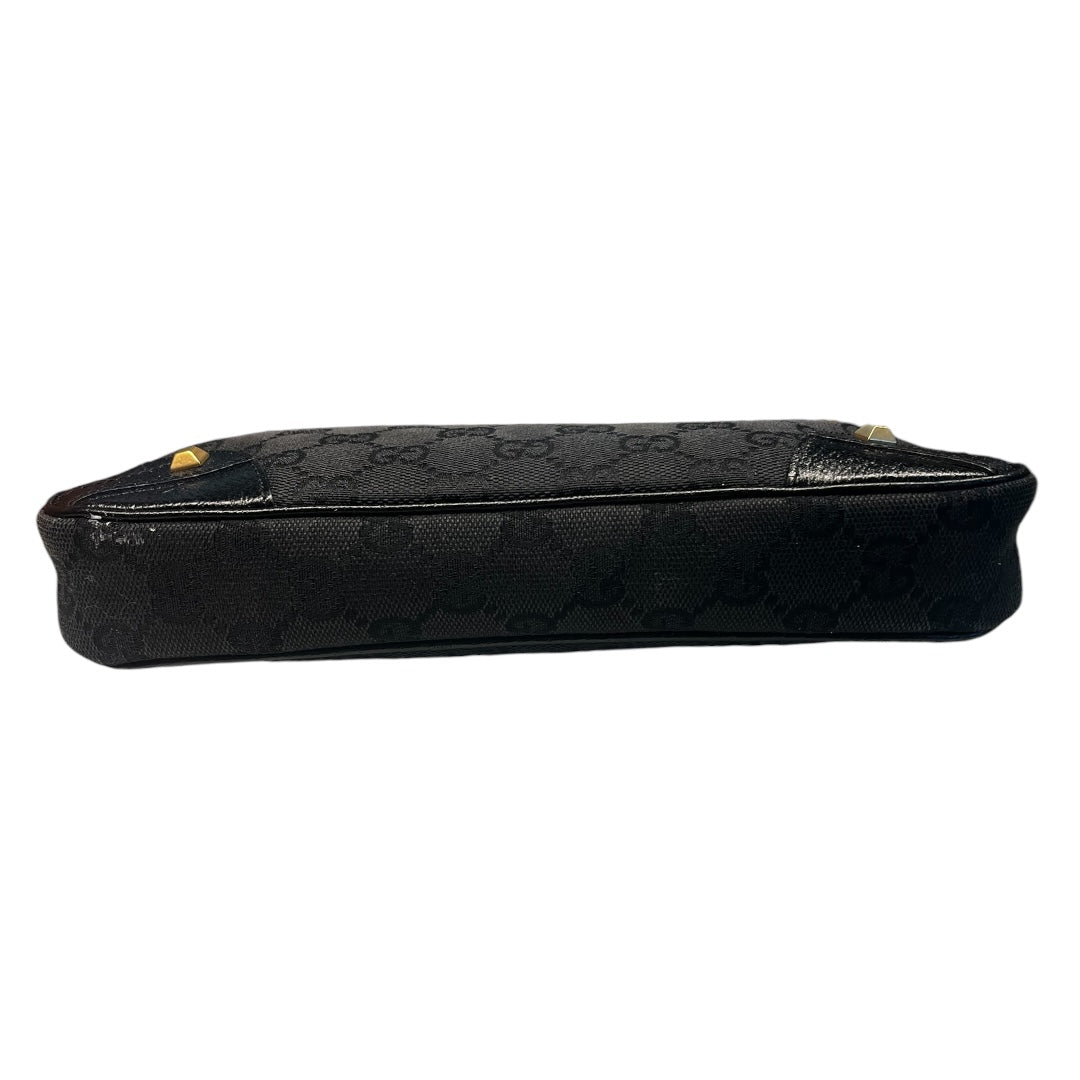 GUCCI Pochette GG Black with Gold Hardware