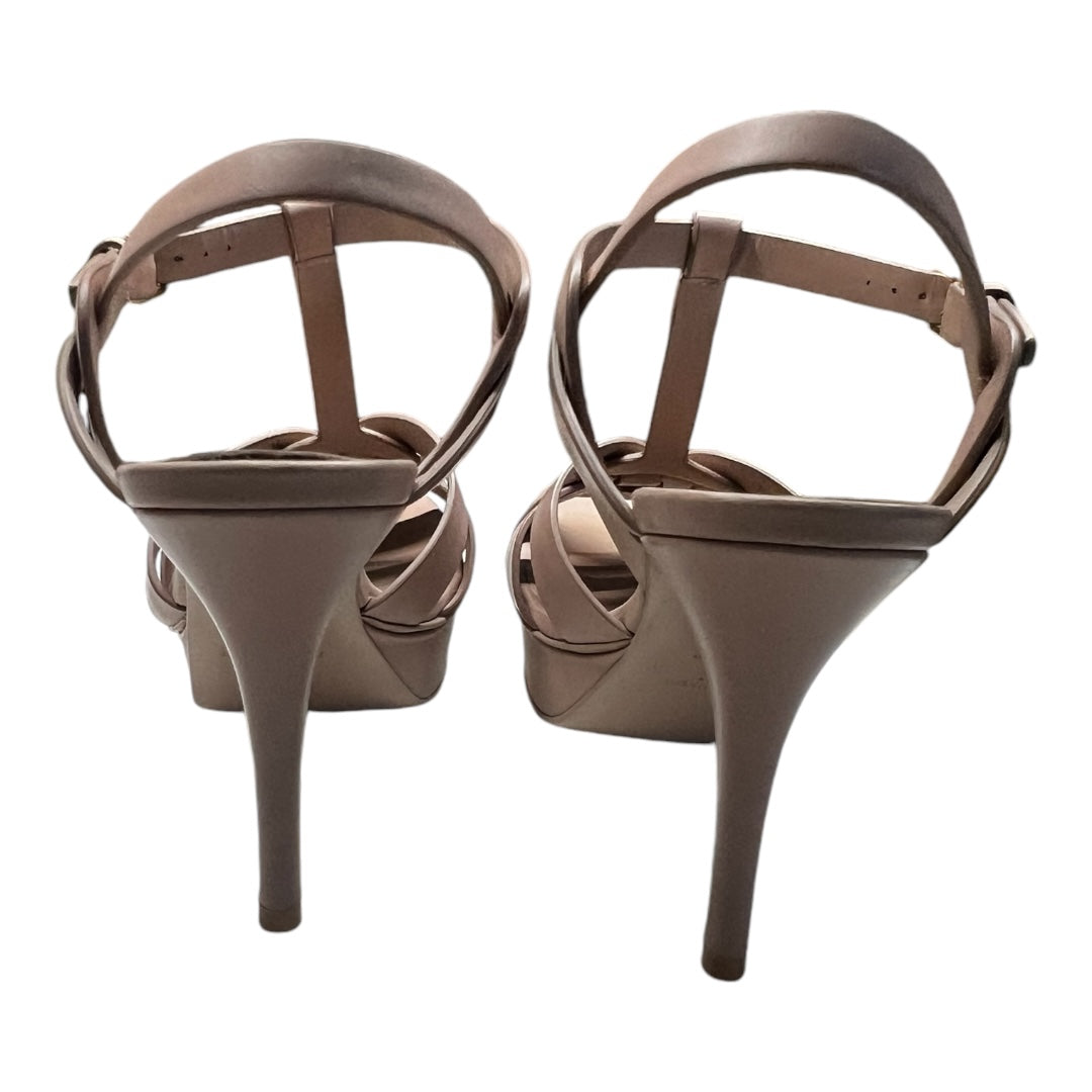 Saint Laurent Tribute Leather Platform Sandals Neutral with a Pink Hue 38.5