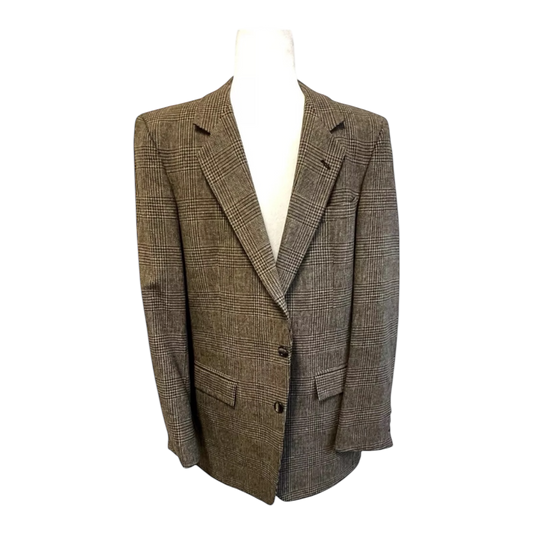 Christian Dior Men's Brown Plaid Wool Blazer 40R