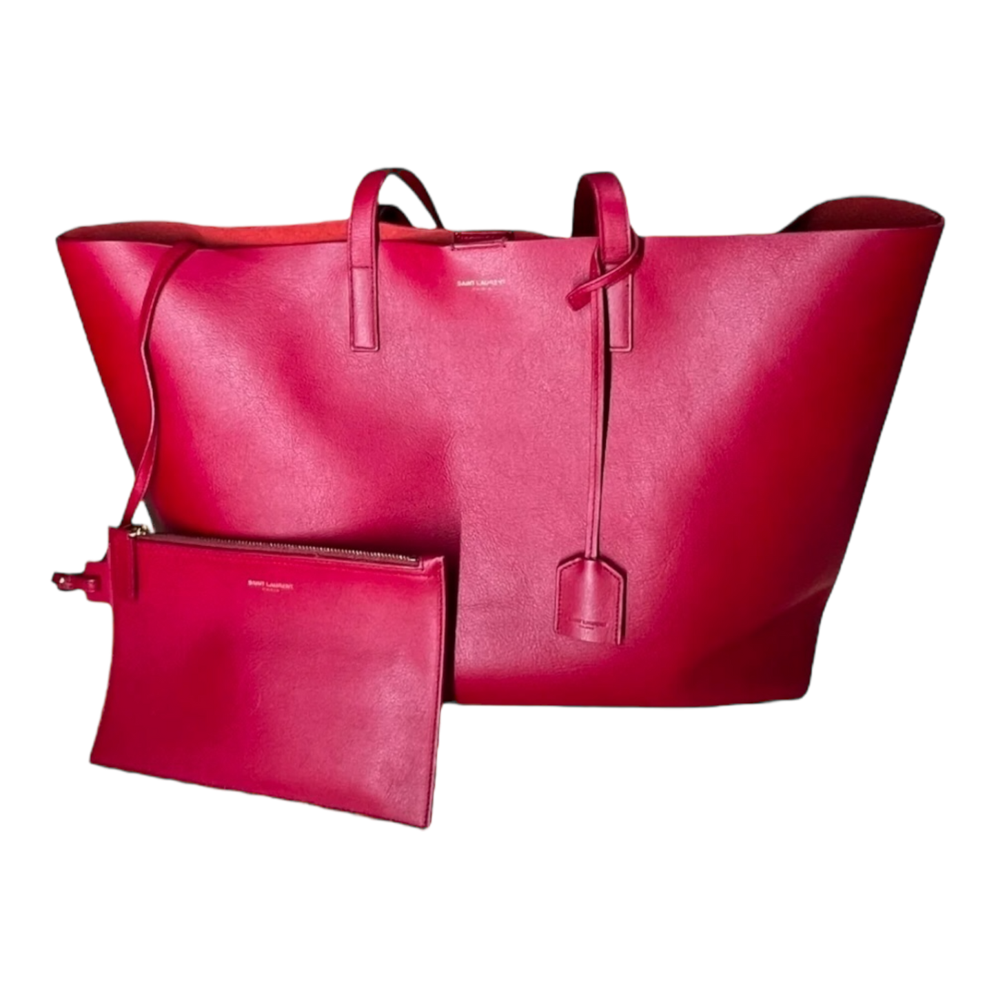 Saint Laurent Calfskin Large Shopping Tote Red
