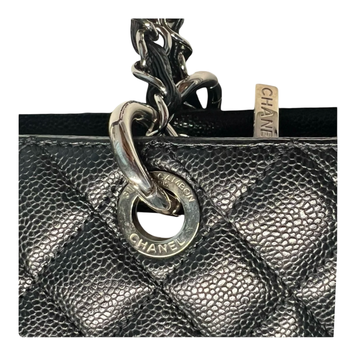Chanel GST Caviar Leather Shoulder Bag Silver Hardware