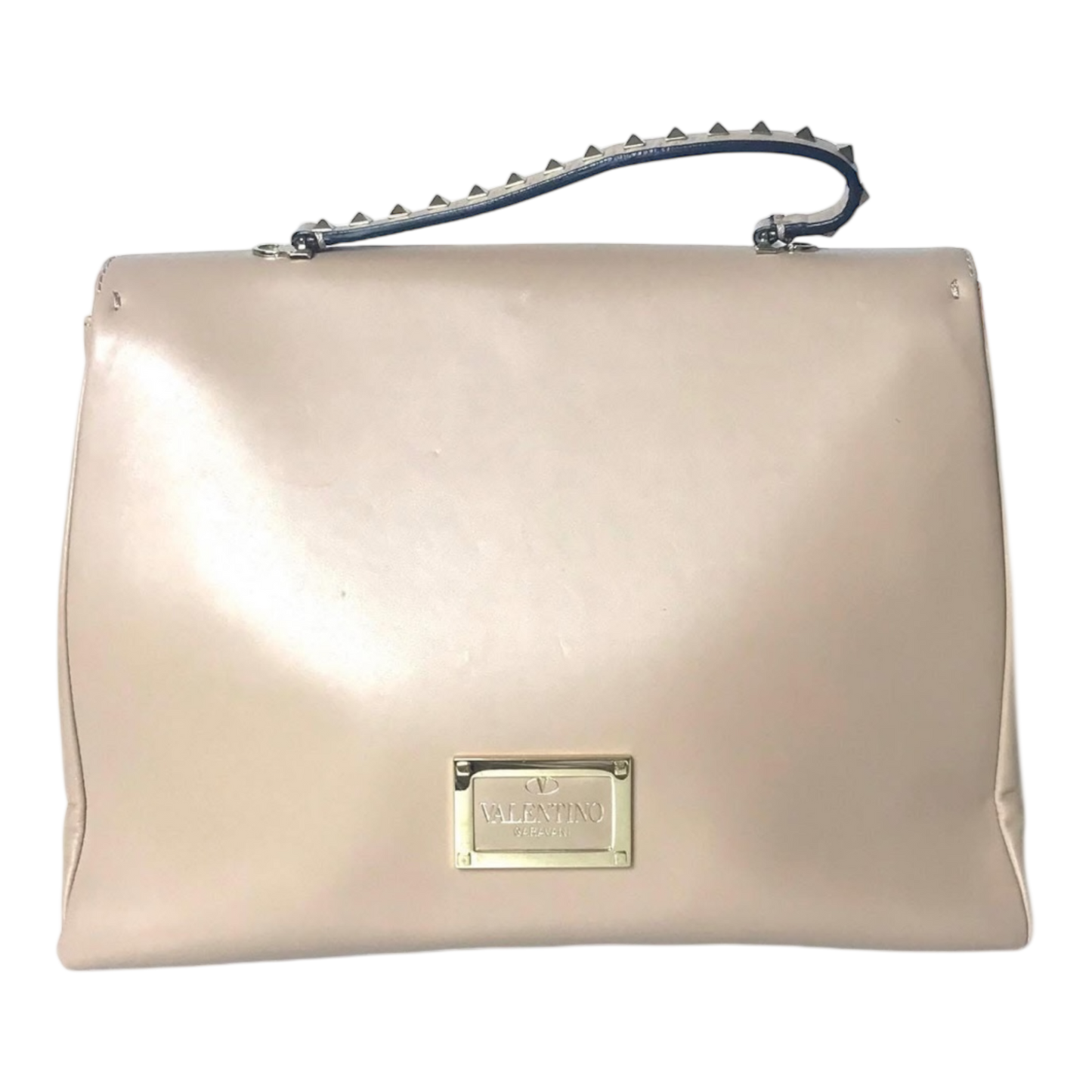 Valentino Beige Leather Rockstud Top Handle Bag