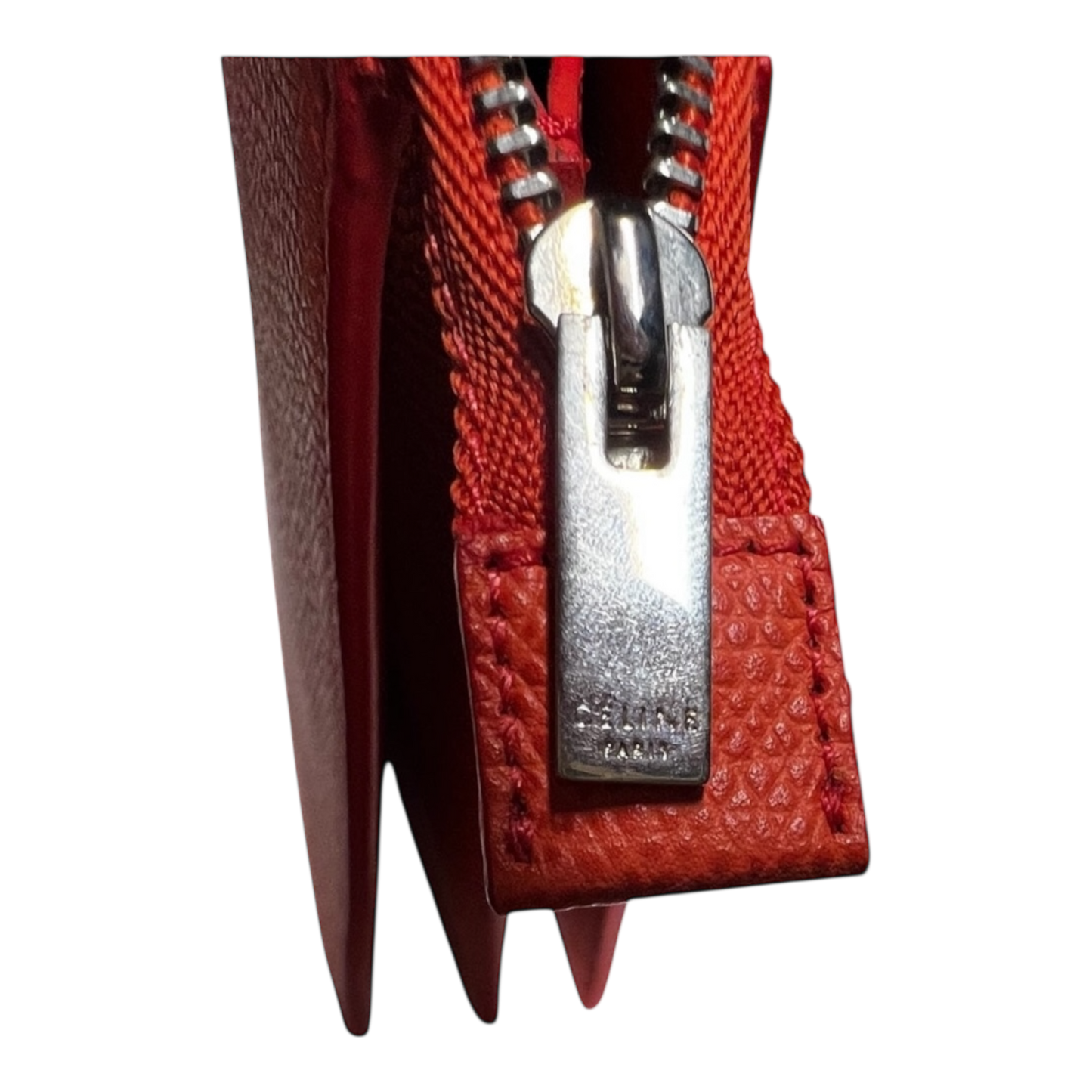 CÉLINE Leather 3-Fold Orange Pouch/Clutch/Wallet