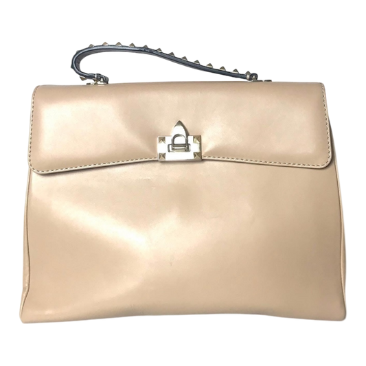 Valentino Beige Leather Rockstud Top Handle Bag