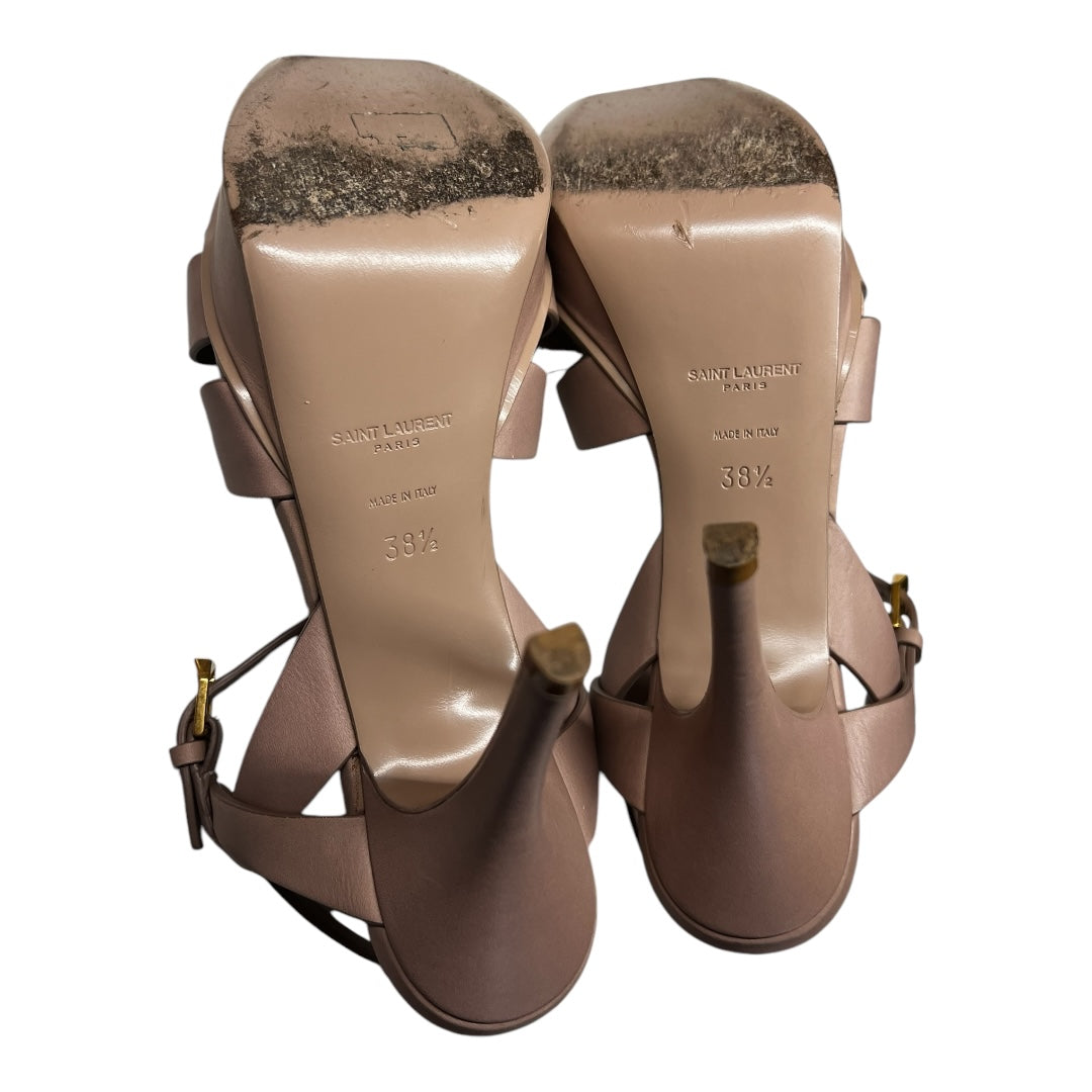 Saint Laurent Tribute Leather Platform Sandals Neutral with a Pink Hue 38.5