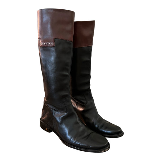 Céline Black Brown Pull On Boots