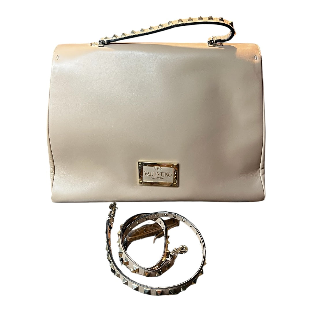 Valentino Beige Leather Rockstud Top Handle Bag – Pre-Loved, Very Good Condition