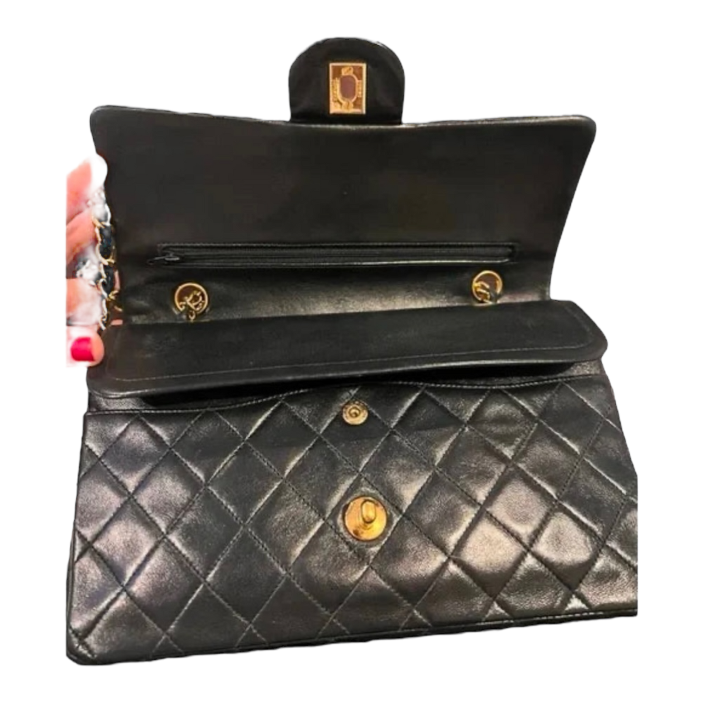 Chanel Vintage Classic Flap Black Lambskin Leather
