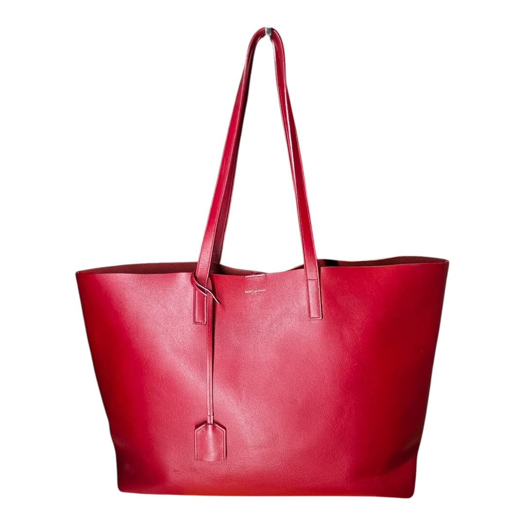 Saint Laurent Calfskin Large Shopping Tote Red