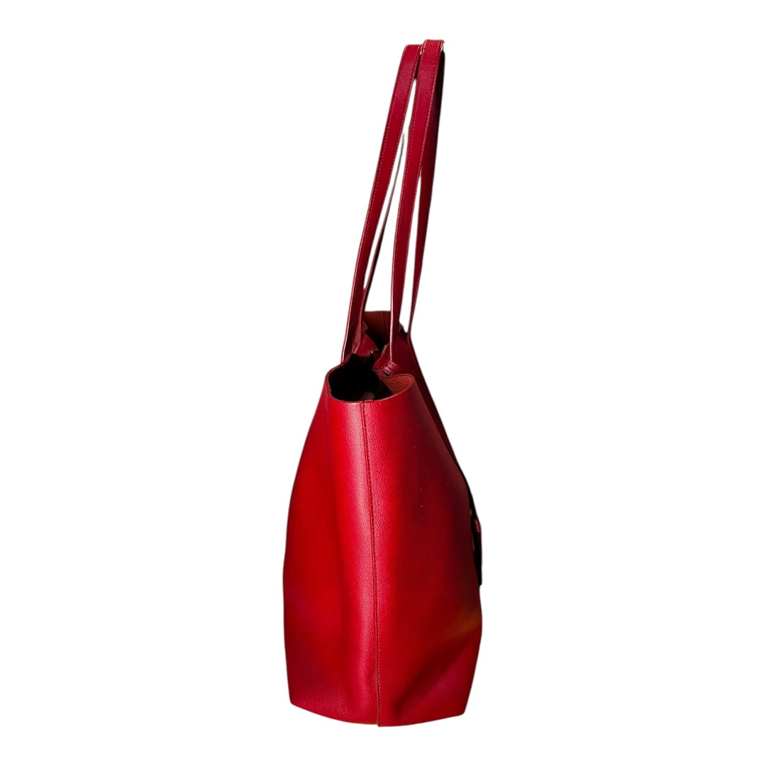Saint Laurent Calfskin Large Shopping Tote Red