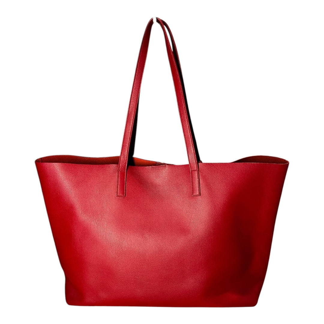 Saint Laurent Calfskin Large Shopping Tote Red