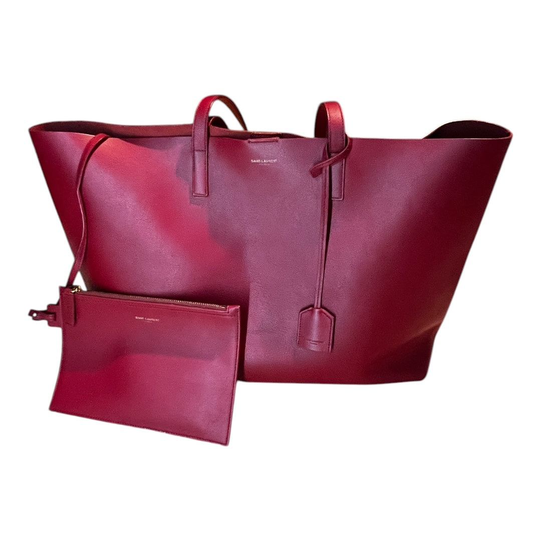 Saint Laurent Calfskin Large Shopping Tote Red