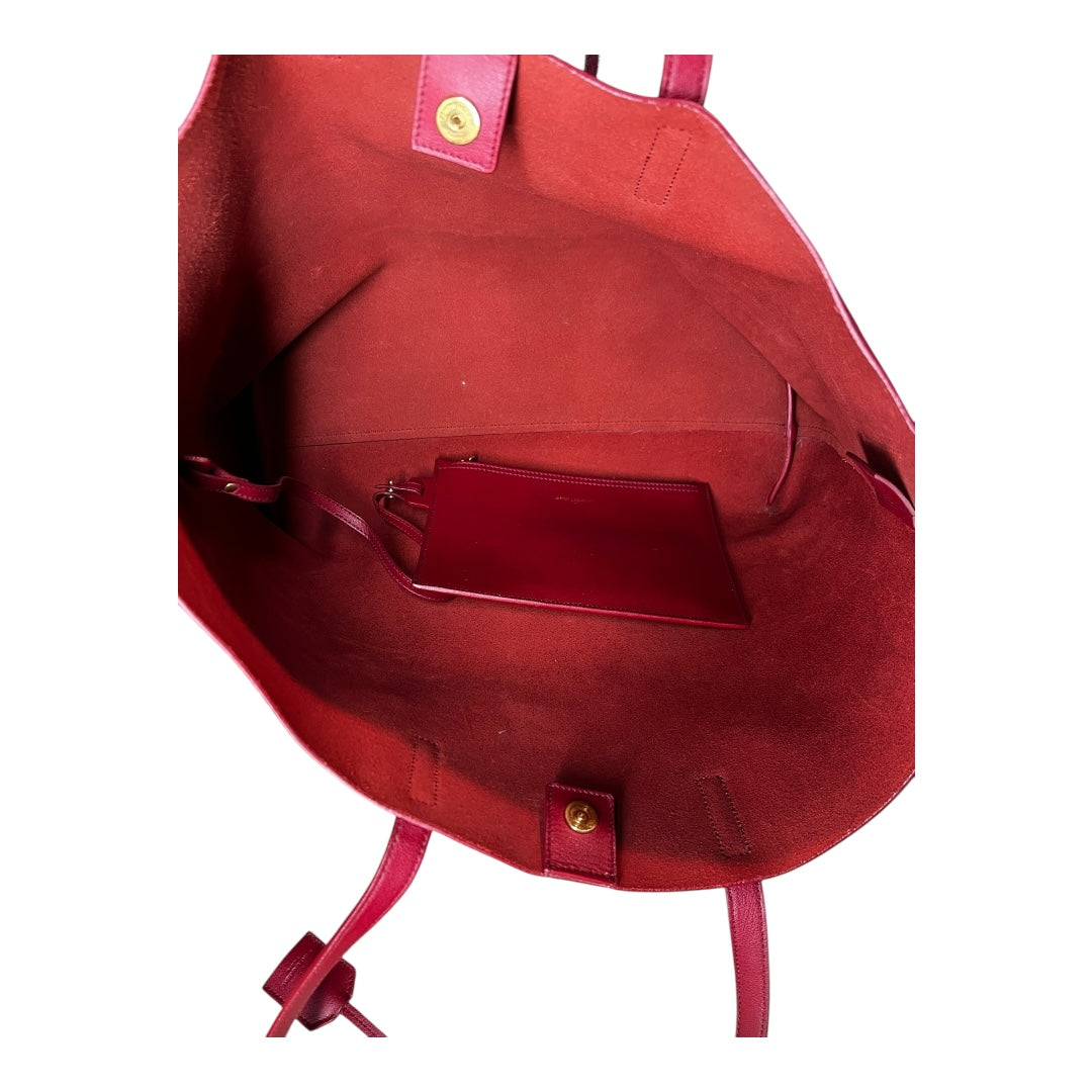 Saint Laurent Calfskin Large Shopping Tote Red