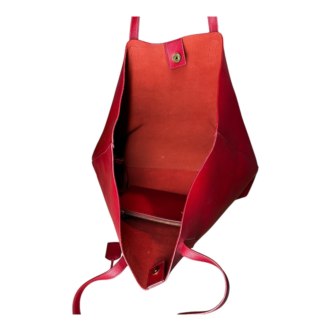 Saint Laurent Calfskin Large Shopping Tote Red