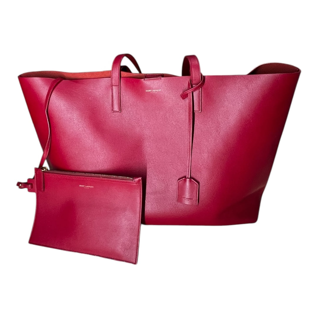 Saint Laurent Calfskin Large Shopping Tote Red