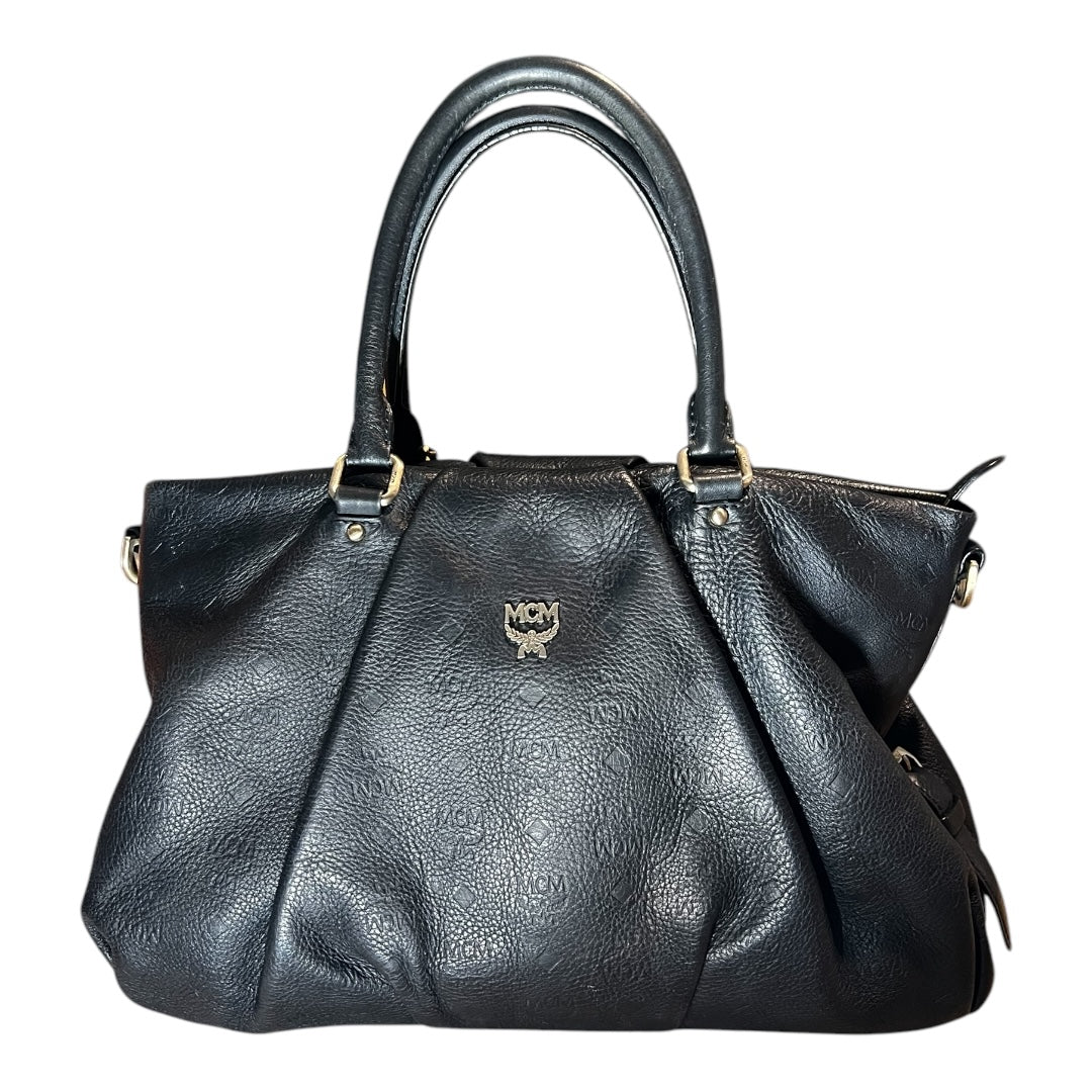 MCM Vintage Two-Way Bag Black Calfskin Leather