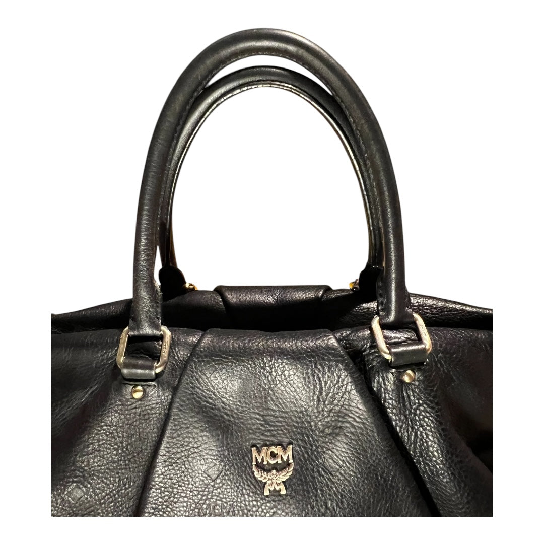 MCM Vintage Two-Way Bag Black Calfskin Leather