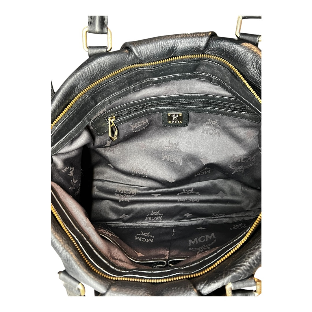 MCM Vintage Two-Way Bag Black Calfskin Leather