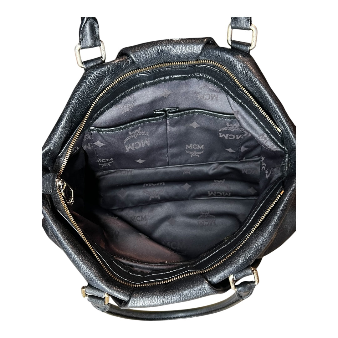 MCM Vintage Two-Way Bag Black Calfskin Leather