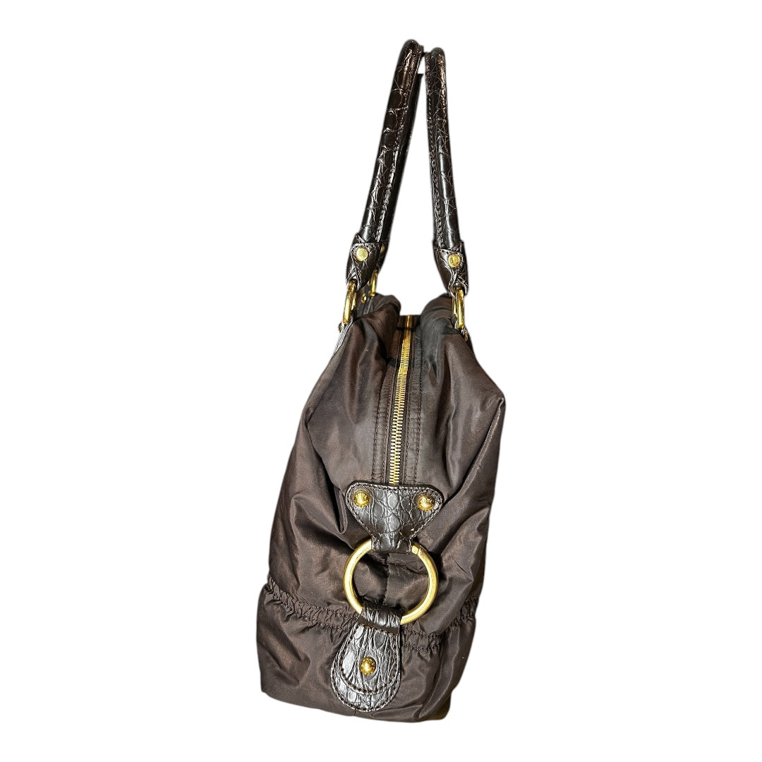 Tod's Handbag Nylon with Real Alligator Leather Brown