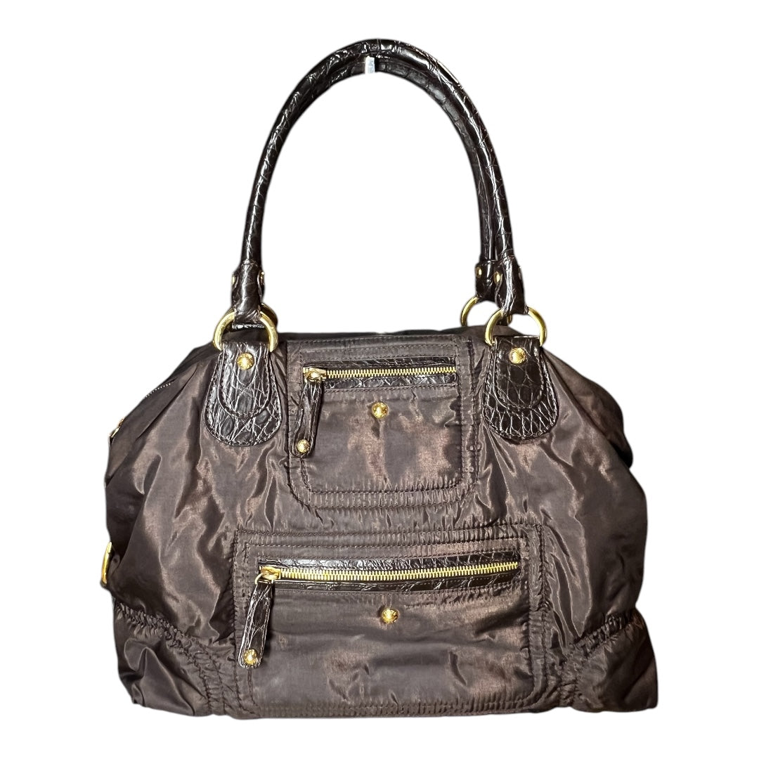 Tod's Handbag Nylon with Real Alligator Leather Brown