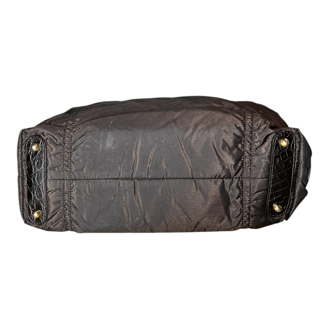 Tod's Handbag Nylon with Real Alligator Leather Brown