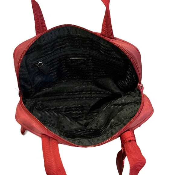 Prada Women's Top Handle Tessuto Nylon Small Bag Red
