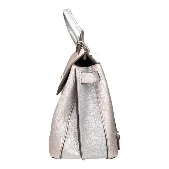 MCM Milla Silver Metallic Leather Shoulder Bag with 2 Backpack Straps