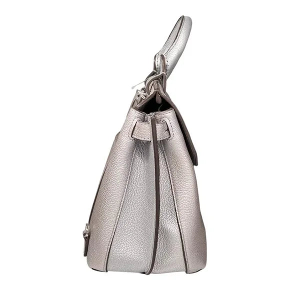 MCM Milla Silver Metallic Leather Shoulder Bag with 2 Backpack Straps