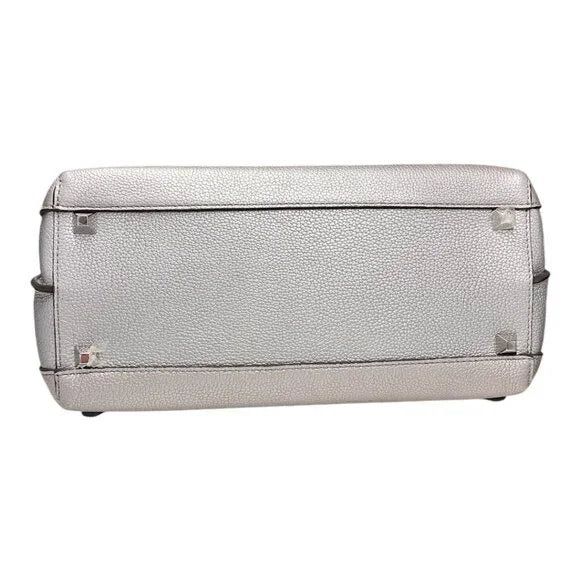 MCM Milla Silver Metallic Leather Shoulder Bag with 2 Backpack Straps