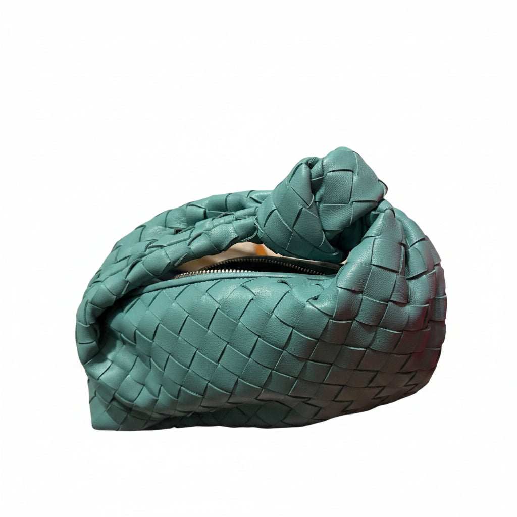Bottega Veneta Mini Jodie Intrecciato Teal Green Leather Hobo Bag