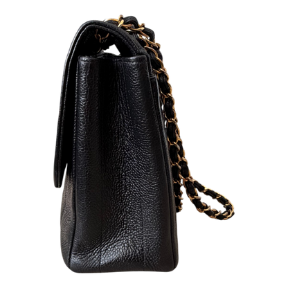 Chanel Straight Flap Mademoiselle Double Chain Bag  Black Caviar