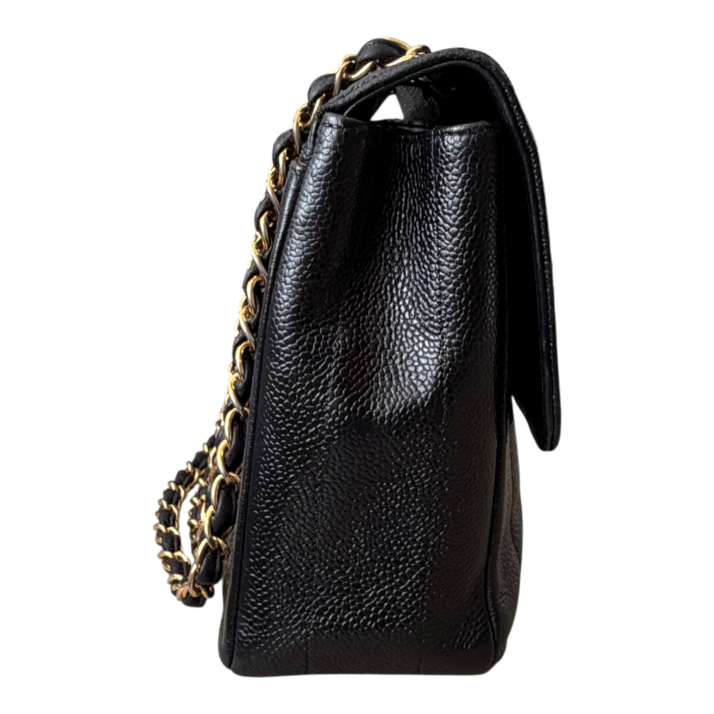 Chanel Straight Flap Mademoiselle Double Chain Bag  Black Caviar