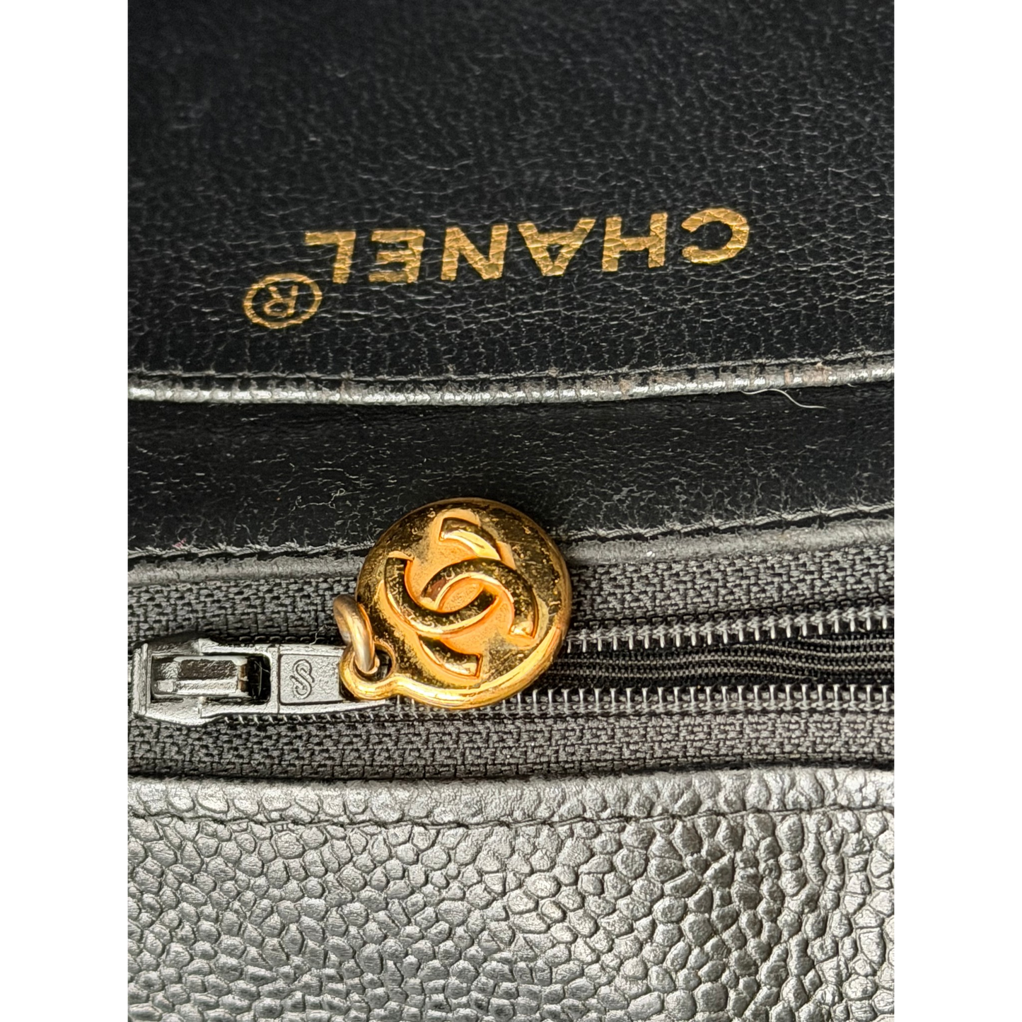 Chanel Straight Flap Mademoiselle Double Chain Bag  Black Caviar