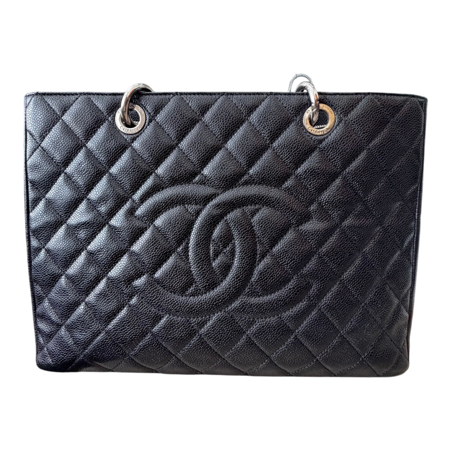 Chanel GST Caviar Leather Shoulder Bag Silver Hardware