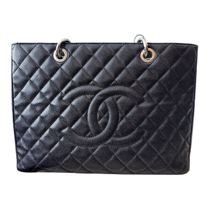 Chanel GST Caviar Leather Shoulder Bag Silver Hardware