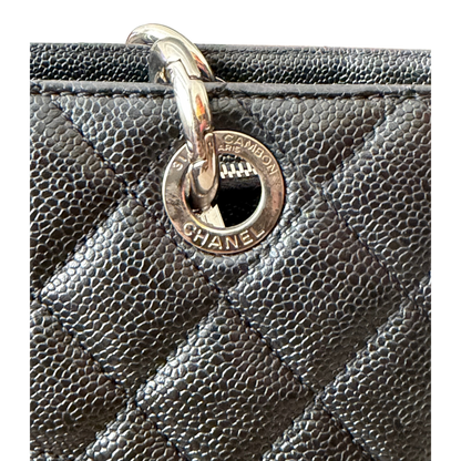 Chanel GST Caviar Leather Shoulder Bag Silver Hardware