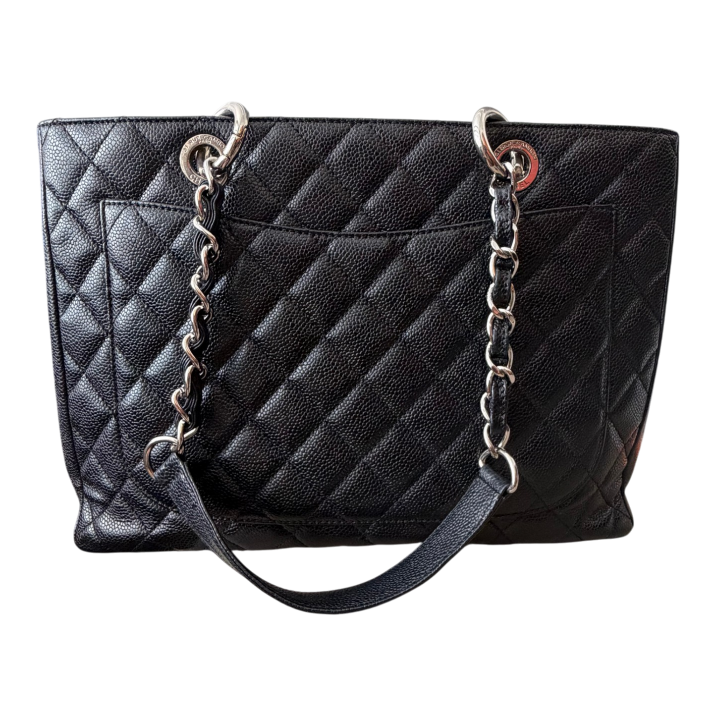 Chanel GST Caviar Leather Shoulder Bag Silver Hardware