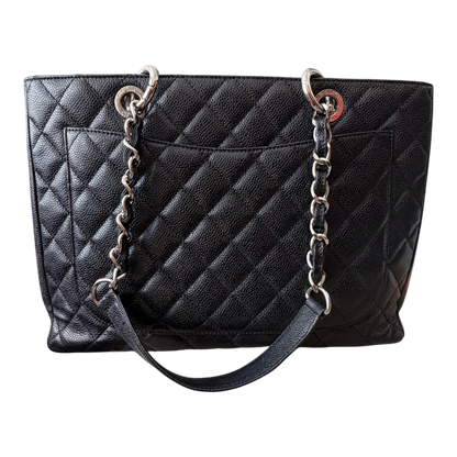 Chanel GST Caviar Leather Shoulder Bag Silver Hardware